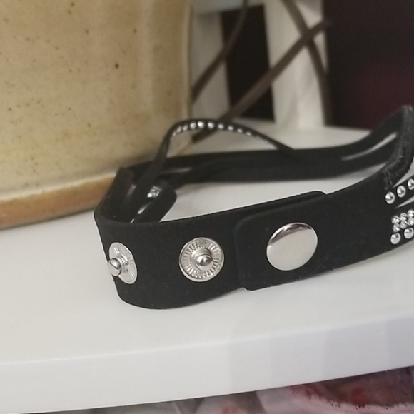 Rhinestone Studded Multi-Stranded Black Choker - Picture 2 of 3